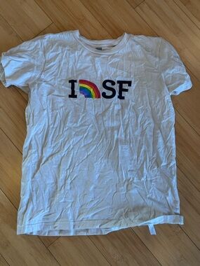 LIKE NEW! Kids Cream Graphic “I (Rainbow) SF” Cotton Tee Shirt Sz 12